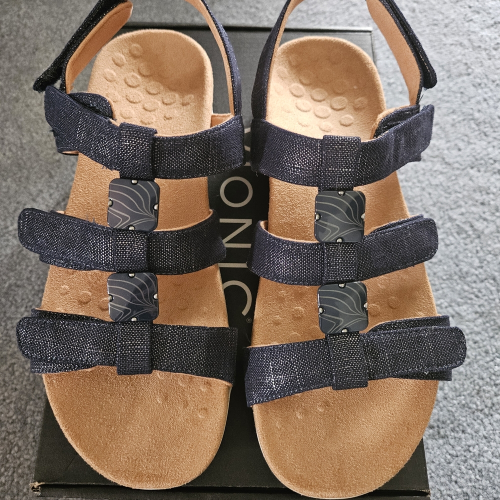 Vionic Blue and Tan Gladiator Sandals